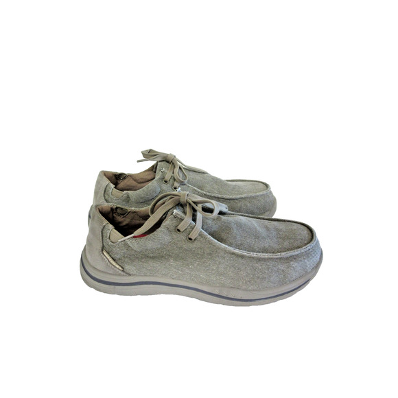 SKECHERS Gray Canvas 12 Lace Up Air Cooled Slip Resistant Memory Foam Loafers main image 5